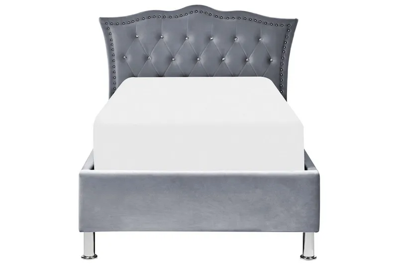 Seng med oppbevaring Metz - Grå, Sølv/Fløyel, 90x200 cm - Møbler - Senger - Senger med oppbevaring