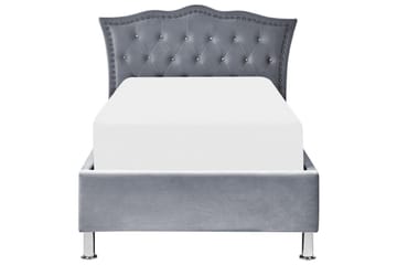 Seng med oppbevaring Metz - Grå, Sølv/Fløyel, 90x200 cm - Møbler - Senger - Senger med oppbevaring