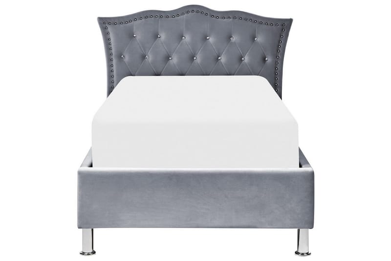 Seng med oppbevaring Metz - Grå, Sølv/Fløyel, 90x200 cm - Møbler - Senger - Senger med oppbevaring