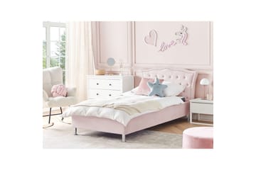 Seng med oppbevaring Metz - Rosa, Sølv/Velur, Rosa, Sølv/Fløyel, 90x200 cm - Møbler - Senger - Senger med oppbevaring