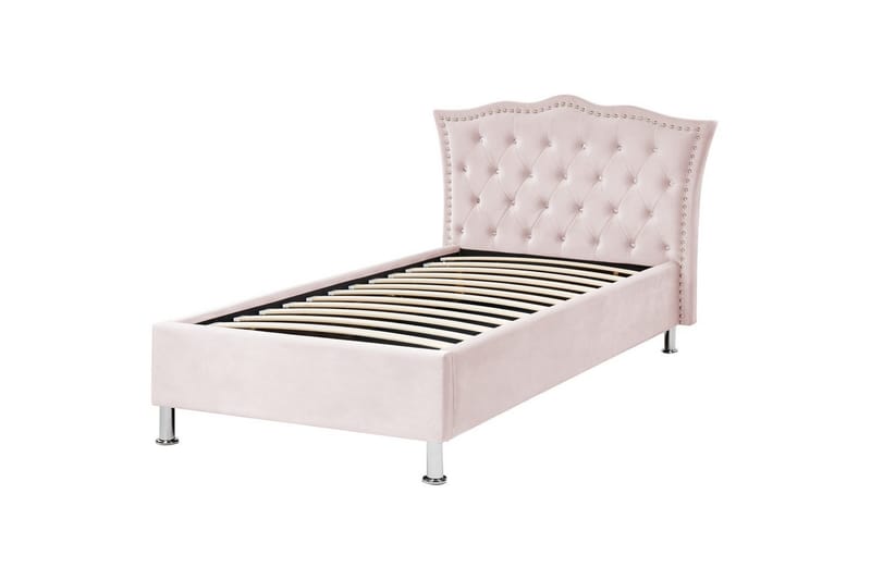 Seng med oppbevaring Metz - Rosa, Sølv/Velur, Rosa, Sølv/Fløyel, 90x200 cm - Møbler - Senger - Senger med oppbevaring