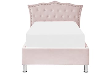 Seng med oppbevaring Metz - Rosa, Sølv/Velur, Rosa, Sølv/Fløyel, 90x200 cm - Møbler - Senger - Senger med oppbevaring