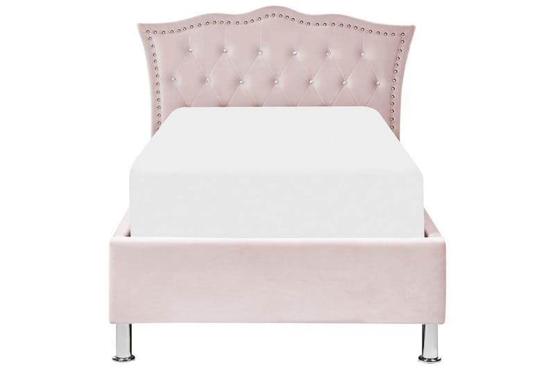 Seng med oppbevaring Metz - Rosa, Sølv/Velur, Rosa, Sølv/Fløyel, 90x200 cm - Møbler - Senger - Senger med oppbevaring