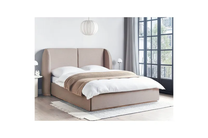 Seng med oppbevaring Monestier - Beige, 160x200 cm - Møbler - Senger - Senger med oppbevaring