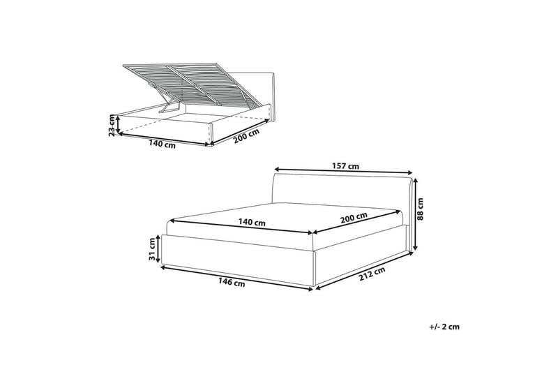 Seng med oppbevaring Orbey - Beige, 140x200 cm - Møbler - Senger - Senger med oppbevaring