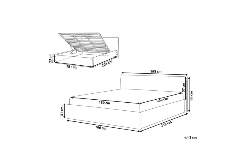 Seng med oppbevaring Orbey - Hvit, 180x200 cm - Møbler - Senger - Senger med oppbevaring