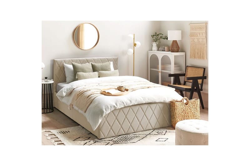 Seng med oppbevaring Rochefort - Beige, 140x200 cm - Møbler - Senger - Senger med oppbevaring