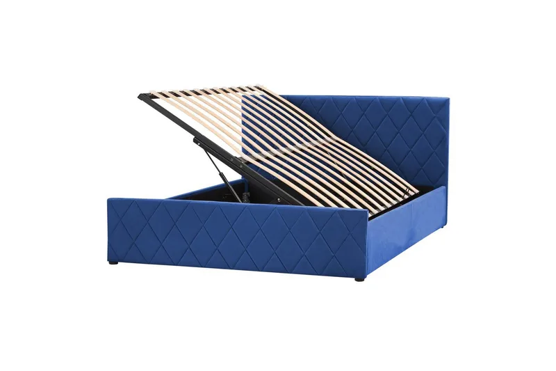 Seng med oppbevaring Rochefort, Blå, 140x200 cm