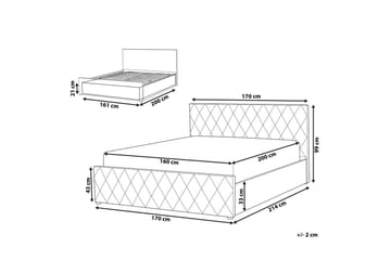 Seng med oppbevaring Rochefort - Blå, 160x200 cm - Møbler - Senger - Senger med oppbevaring
