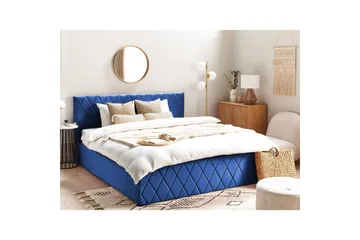 Seng med oppbevaring Rochefort - Blå, 180x200 cm - Møbler - Senger - Senger med oppbevaring