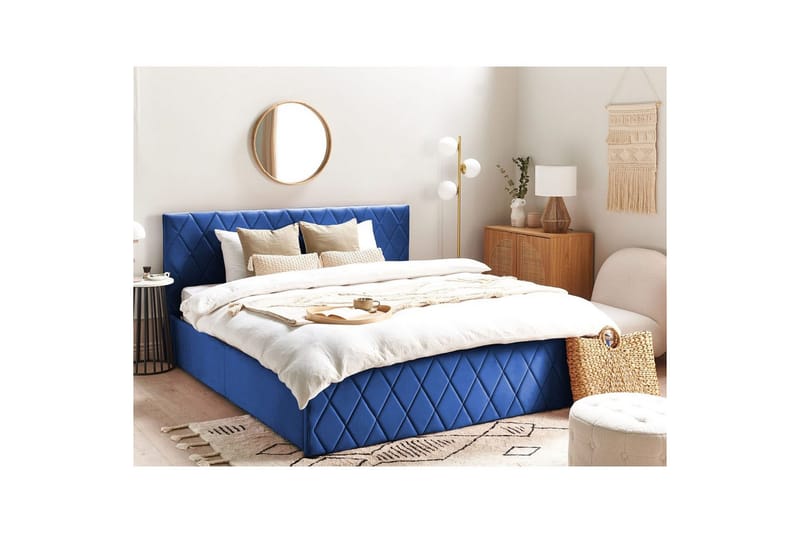 Seng med oppbevaring Rochefort - Blå, 180x200 cm - Møbler - Senger - Senger med oppbevaring