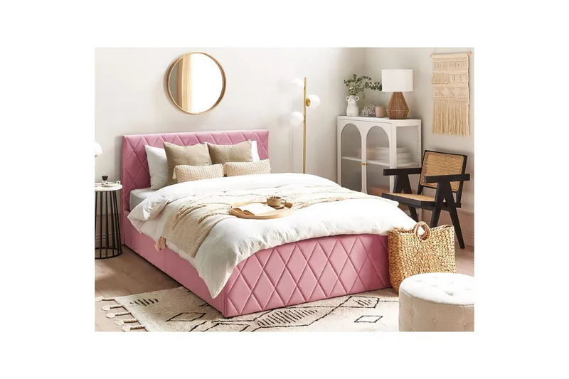 Seng med oppbevaring Rochefort - Rosa, 140x200 cm - Møbler - Senger - Senger med oppbevaring
