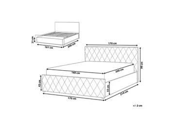 Seng med oppbevaring Rochefort - Rosa, 160x200 cm - Møbler - Senger - Senger med oppbevaring