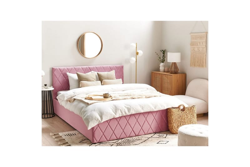 Seng med oppbevaring Rochefort - Rosa, 160x200 cm - Møbler - Senger - Senger med oppbevaring