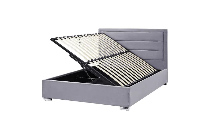 Seng med oppbevaring Rouen, Grå, 140x200 cm