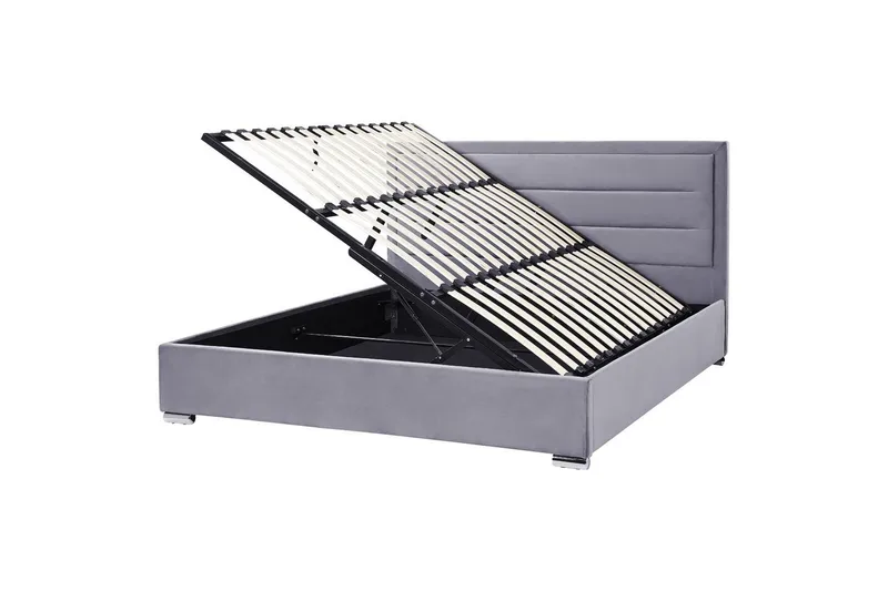 Seng med oppbevaring Rouen, Grå, 180x200 cm