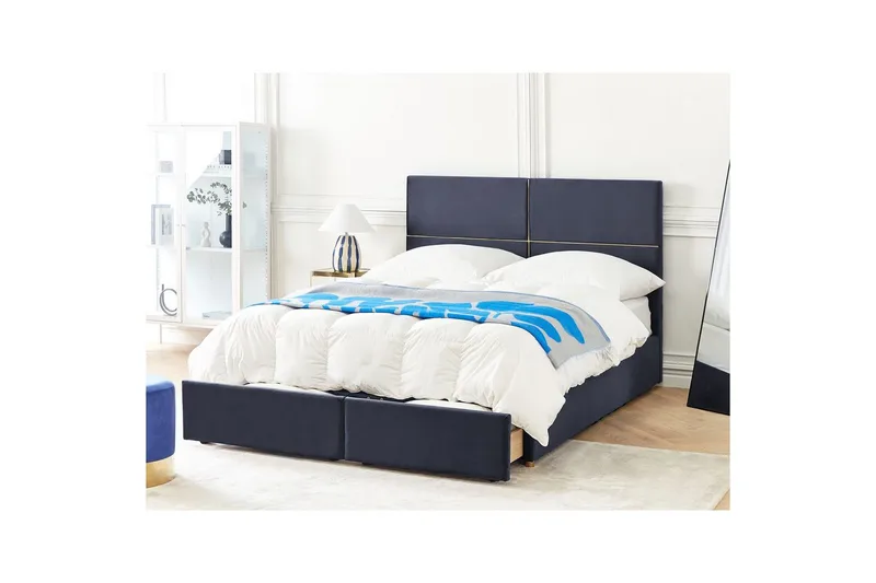 Seng med oppbevaring Vernoyes - Svart, gull, 160x200 cm - Møbler - Senger - Senger med oppbevaring