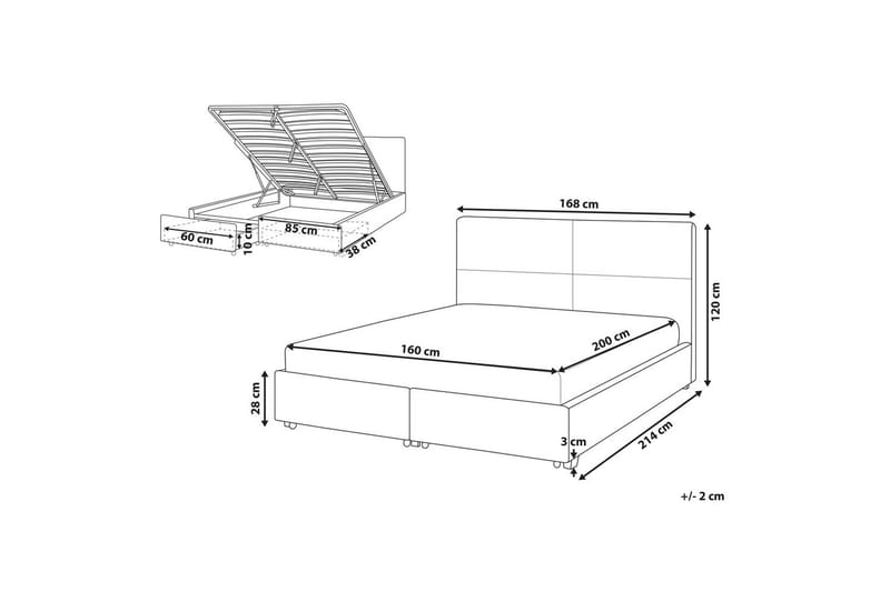 Seng med oppbevaring Vernoyes - Svart, gull, 160x200 cm - Møbler - Senger - Senger med oppbevaring