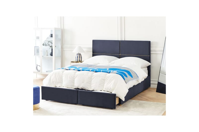 Seng med oppbevaring Vernoyes - Svart, gull, 160x200 cm - Møbler - Senger - Senger med oppbevaring