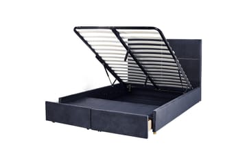 Seng med oppbevaring Vernoyes - Svart, gull, 160x200 cm - Møbler - Senger - Senger med oppbevaring