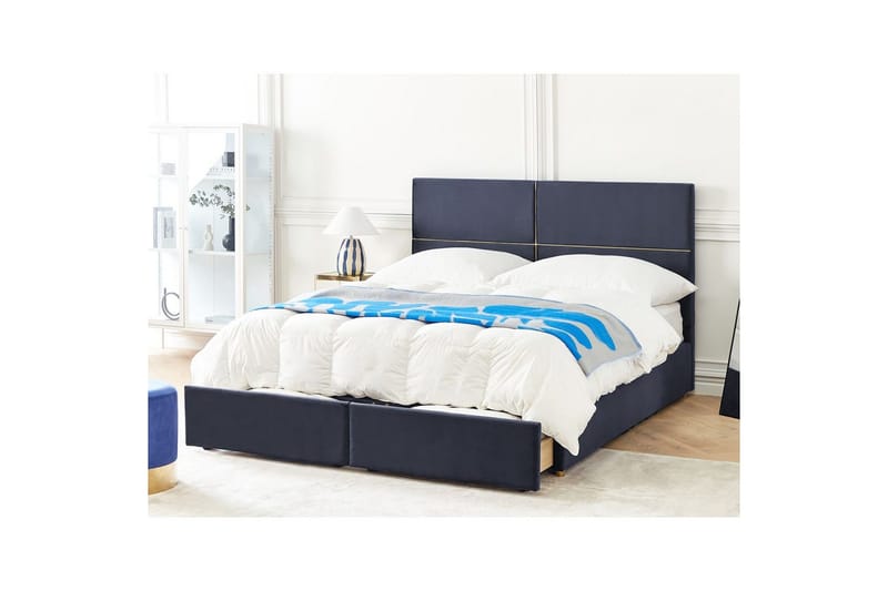 Seng med oppbevaring Vernoyes - Svart, gull, 180x200 cm - Møbler - Senger - Senger med oppbevaring