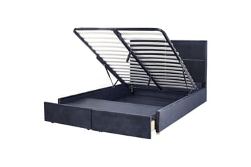 Seng med oppbevaring Vernoyes - Svart, gull, 180x200 cm - Møbler - Senger - Senger med oppbevaring