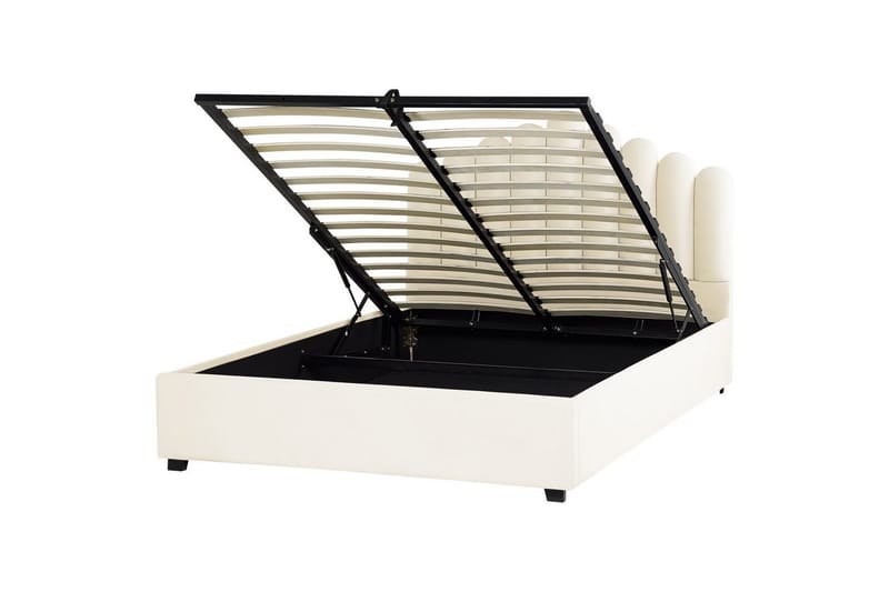 Seng med oppbevaring Vincennes, Hvit, Svart, 160x200 cm