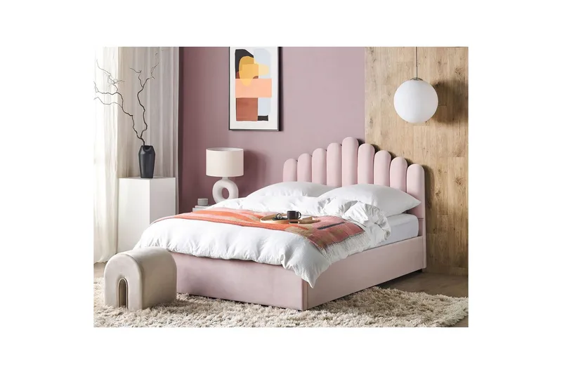 Seng med oppbevaring Vincennes - Rosa, Svart, 160x200 cm - Møbler - Senger - Senger med oppbevaring