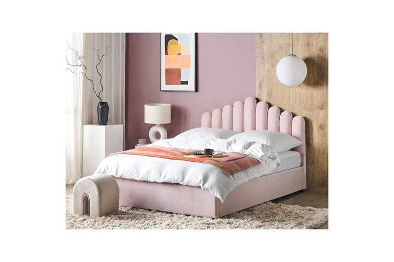 Seng med oppbevaring Vincennes - Rosa, Svart, 180x200 cm - Møbler - Senger - Senger med oppbevaring