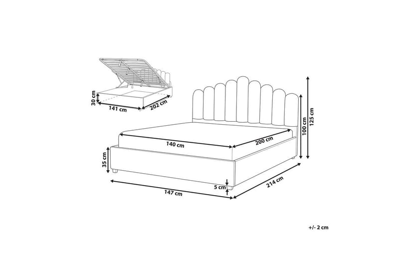 Seng med oppbevaring Vincennes - Taupe, svart, 140x200 cm - Møbler - Senger - Senger med oppbevaring