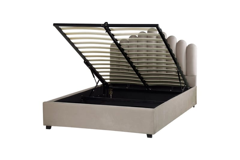 Seng med oppbevaring Vincennes, Taupe, svart, 140x200 cm