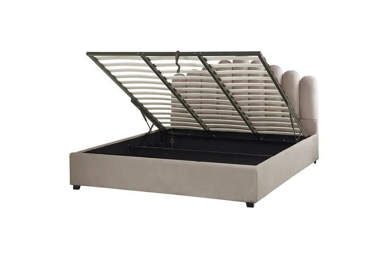 Seng med oppbevaring Vincennes, Taupe, svart, 180x200 cm