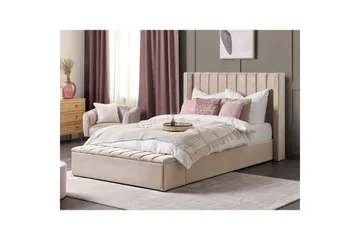 Seng med oppbevaringsbenk Noyers - Beige, 160x200 cm - Møbler - Senger - Senger med oppbevaring