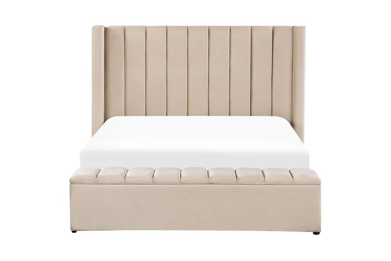 Seng med oppbevaringsbenk Noyers - Beige, 160x200 cm - Møbler - Senger - Senger med oppbevaring