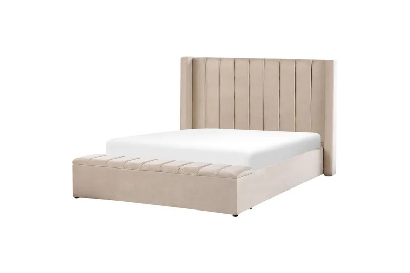 Seng med oppbevaringsbenk Noyers - Beige, 160x200 cm - Møbler - Senger - Senger med oppbevaring