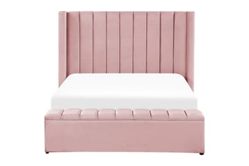 Seng med oppbevaringsbenk Noyers - Rosa, 140x200 cm - Møbler - Senger - Senger med oppbevaring