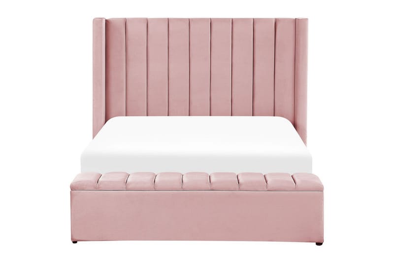 Seng med oppbevaringsbenk Noyers - Rosa, 140x200 cm - Møbler - Senger - Senger med oppbevaring