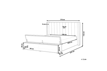 Seng med oppbevaringsbenk Noyers - Rosa, 140x200 cm - Møbler - Senger - Senger med oppbevaring