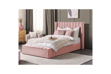 Seng med oppbevaringsbenk Noyers - Rosa, 140x200 cm - Møbler - Senger - Senger med oppbevaring