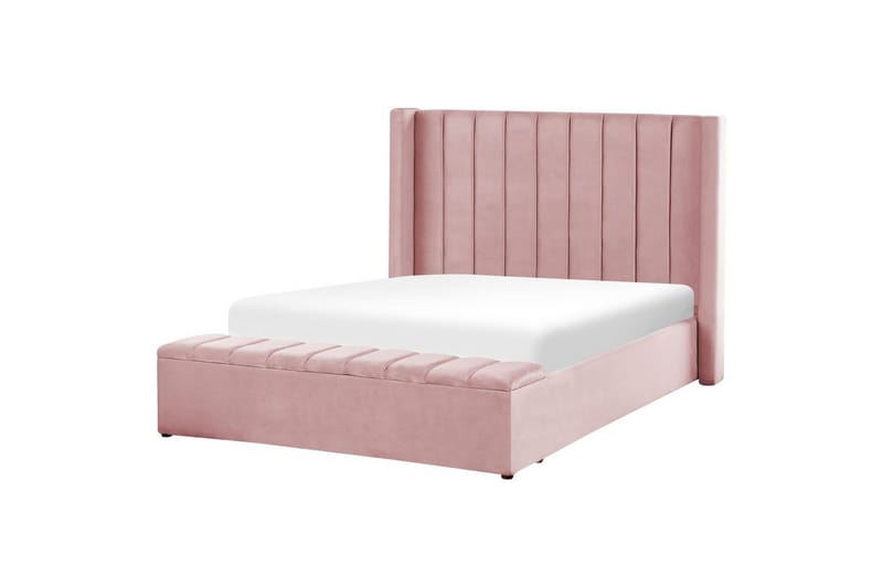 Seng med oppbevaringsbenk Noyers - Rosa, 140x200 cm - Møbler - Senger - Senger med oppbevaring