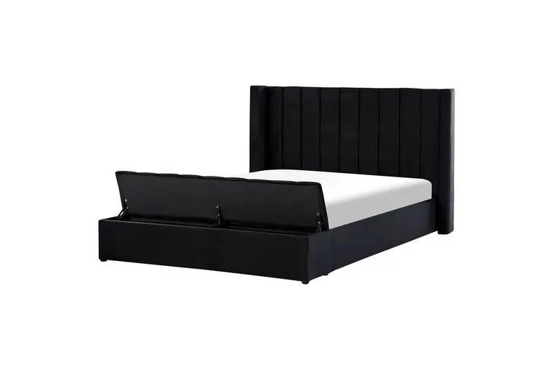 Seng med oppbevaringsbenk Noyers, Svart, 180x200 cm