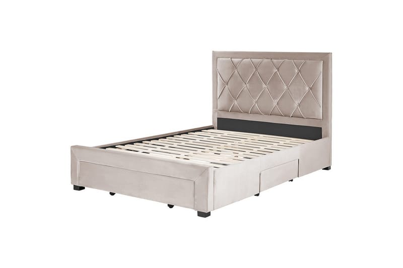 Seng med oppbevaringsskuffer Lievin - Beige, 140x200 cm - Møbler - Senger - Senger med oppbevaring