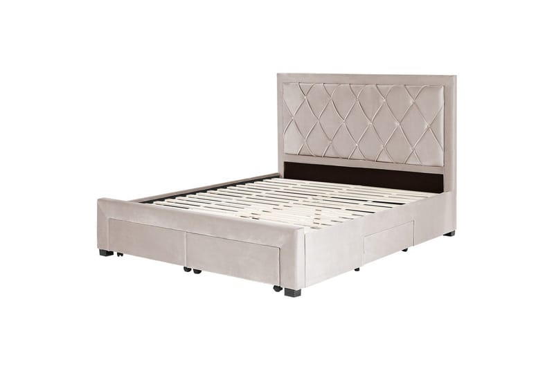 Seng med oppbevaringsskuffer Lievin, Beige, 160x200 cm