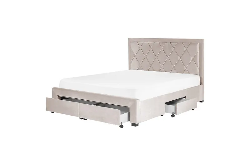Seng med oppbevaringsskuffer Lievin - Beige, 160x200 cm - Møbler - Senger - Senger med oppbevaring