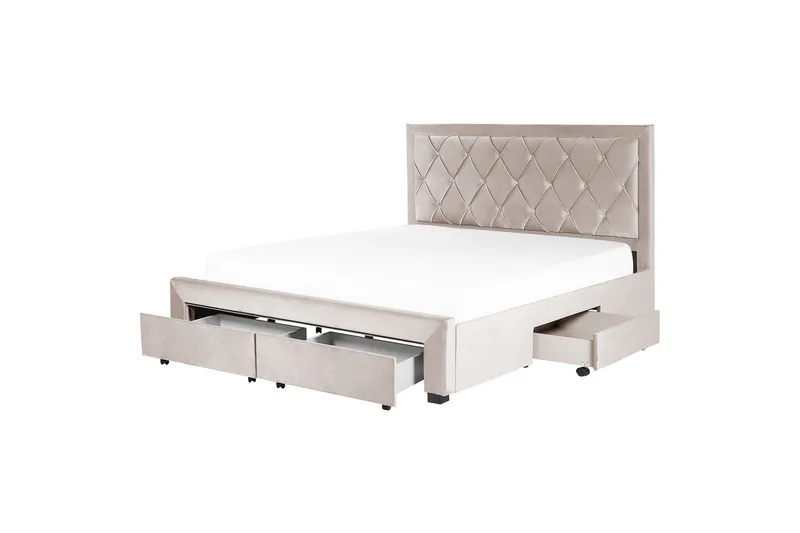 Seng med oppbevaringsskuffer Lievin - Beige, 180x200 cm - Møbler - Senger - Senger med oppbevaring