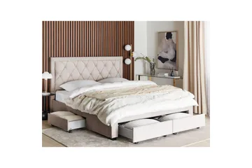 Seng med oppbevaringsskuffer Lievin - Beige, 180x200 cm - Møbler - Senger - Senger med oppbevaring