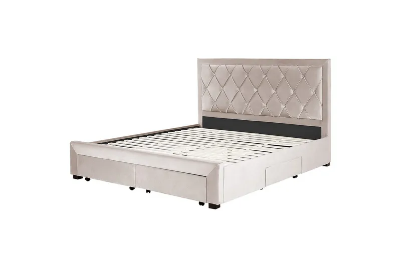 Seng med oppbevaringsskuffer Lievin, Beige, 180x200 cm