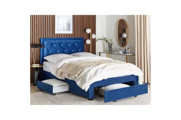 Seng med oppbevaringsskuffer Lievin - Blå, 140x200 cm - Møbler - Senger - Senger med oppbevaring