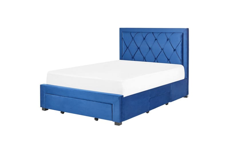 Seng med oppbevaringsskuffer Lievin - Blå, 140x200 cm - Møbler - Senger - Senger med oppbevaring