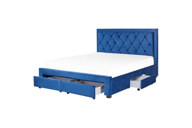 Seng med oppbevaringsskuffer Lievin - Blå, 180x200 cm - Møbler - Senger - Senger med oppbevaring